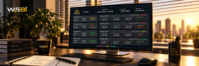 Painel semanal com indicadores de comercial, financeiro, operação e pessoas em uma única tela