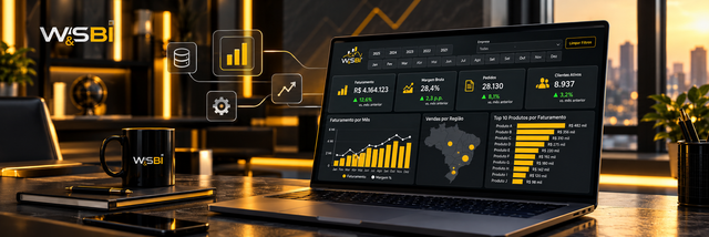 Painel de Business Intelligence com indicadores de gestão comparando períodos